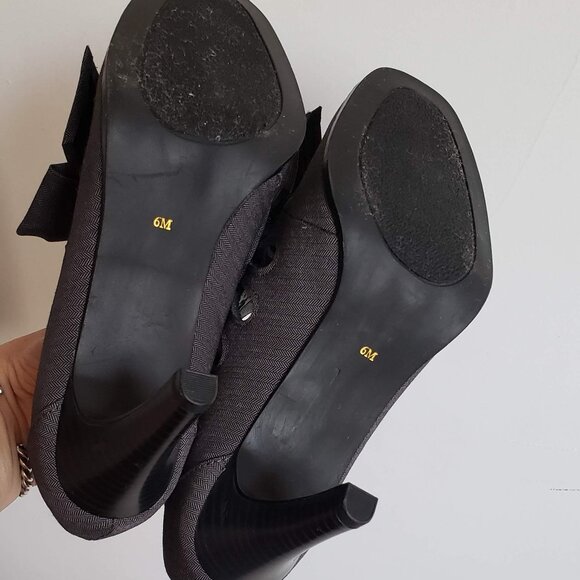 Vintage ANN MARINO Bow Pumps Cutout Perforated Shoes Heels Gray grey - Picture 10 of 14